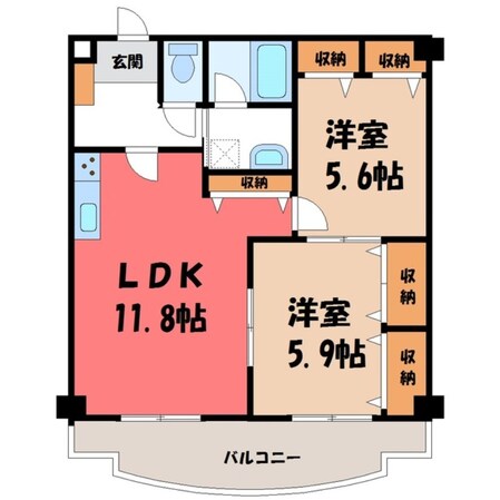 宇都宮駅 徒歩8分 9階の物件間取画像